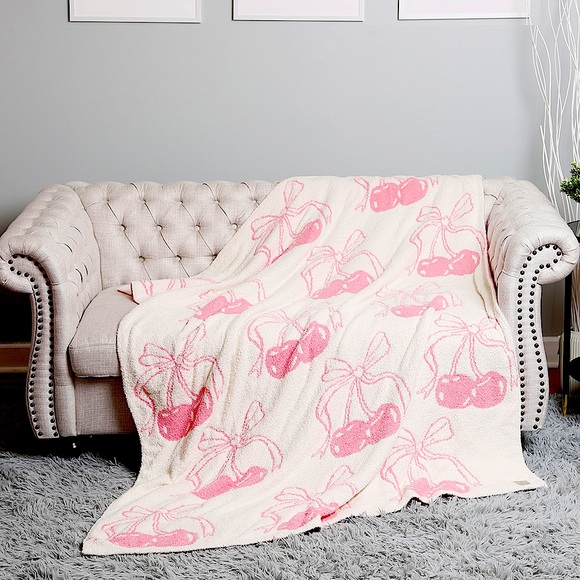 Pink Cherry Throw Blanket - Picture 4 of 5